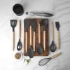 KSENDALO 12-Piece Small Silicone Kitchen Utensils Set with Holder, Black Cooking Tools with Wooden Handles, Heat Resistant & Non-Scratch Utensils for Cooking and Baking (Worldwide Free Shipping)