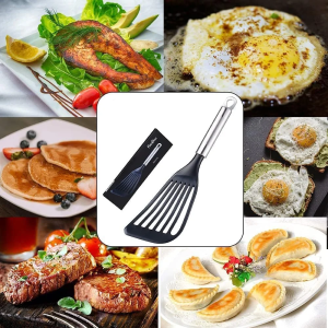 Flexible Egg Flippers for Nonstick Cookware – Thin Slotted Angled Nylon Spatula Set (2-Piece)