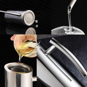 KSENDALO Premium Stainless Steel Olive Oil Dispenser (24oz/700mL) – Leakproof One-Piece Body Oil Bottle with Long Narrow Spout & Vertical Handle, Drip-Free Cruet for Kitchen Cooking & Salad Dressing (Free Shipping Worldwide)