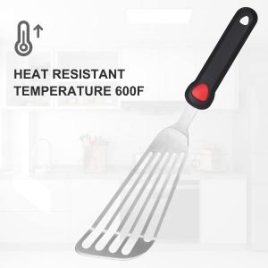 KSENDALO 13.15″ Fish Spatula Stainless Steel with Silicone Handle
