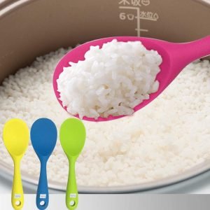 KSENDALO 4 Pack Silicone Rice Spoon, Eco-friendly/Heat-resistant, Works for Rice/Mashed Potato or more, Size: 8.86 x 2.68 inch, Colorful