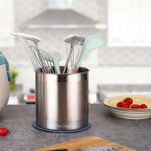 KSENDALO Kitchen Utensil Holder – Jumbo Utensil Holder for Countertop, Silver
