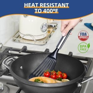KSENDALO Fish Spatula for Nonstick Cookware,Flexible, Lightweight but Sturdy Fish Spatula