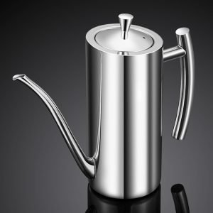 KSENDALO Premium Stainless Steel Olive Oil Dispenser (24oz/700mL) – Leakproof One-Piece Body Oil Bottle with Long Narrow Spout & Vertical Handle, Drip-Free Cruet for Kitchen Cooking & Salad Dressing (Free Shipping Worldwide)