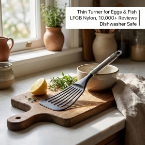 Flexible Egg Flippers for Nonstick Cookware – Thin Slotted Angled Nylon Spatula Set (2-Piece)