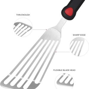 KSENDALO 13.15″ Fish Spatula Stainless Steel with Silicone Handle