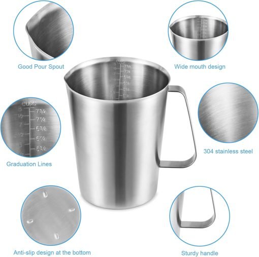 KSENDALO Measuring Cup Stainless Steel,8Cups, 6Cups, 4Cups, 2Cups