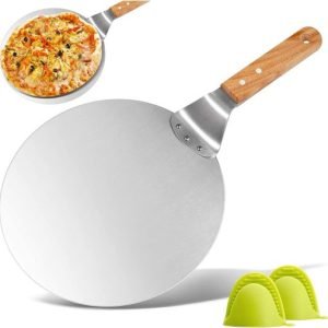 KSENDALO 10″ Pizza Peel with Wooden Handle