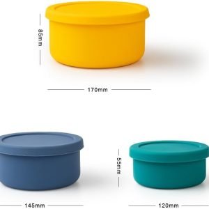 KSENDALO Silicone Bowls with Lids, Set of 3 Reusable Food Storage & Mixing Bowls, 44oz/23.6oz/13.5oz, BPA-Free, Leakproof, Dishwasher Safe, Microwave & Freezer Safe, Multicolor for Home, Camping, Meal Prep (Free Shipping Worldwide)