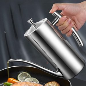 KSENDALO Premium Stainless Steel Olive Oil Dispenser (24oz/700mL) – Leakproof One-Piece Body Oil Bottle with Long Narrow Spout & Vertical Handle, Drip-Free Cruet for Kitchen Cooking & Salad Dressing (Free Shipping Worldwide)