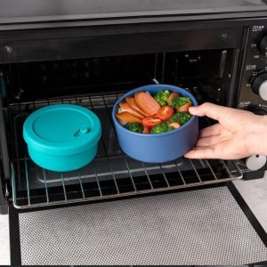 KSENDALO Silicone Food Storage Containers with Lids, Set of 4 (71oz/44oz/23.6oz/13.5oz) – Reusable, Leakproof, Nestable Bowls for Meal Prep, Lunch Box, Travel, Camping, BPA-Free, Multicolor, Microwave & Dishwasher Safe (Free Shipping Worldwide)