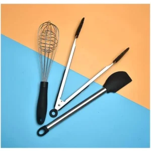 KSENDALO 9-Piece Silicone Cooking Utensils Kitchen Utensils  Set with Holder – Heat Resistant Nonstick Kitchen Tool Set (BPA-Free, Black)