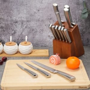 14 Pieces Kitchen Knifes Set with Wooden Block and Sharpener