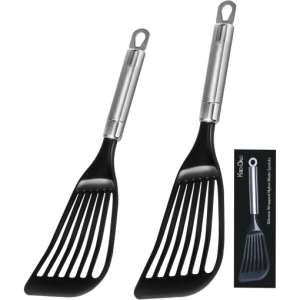 Flexible Egg Flippers for Nonstick Cookware – Thin Slotted Angled Nylon Spatula Set (2-Piece)