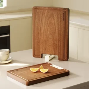 KSENDALO Large Uba Tuba Wood Cutting Board – Solid Hardwood Double-Sided Chopping Board with Deep Juice Groove (Food-Safe Finish, 15.75” × 11.02”)