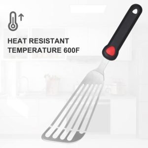 KSENDALO 13.15″ Fish Spatula Stainless Steel with Silicone Handle
