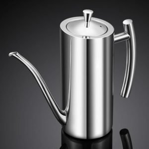 KSENDALO Premium Stainless Steel Olive Oil Dispenser (24oz/700mL) – Leakproof One-Piece Body Oil Bottle with Long Narrow Spout & Vertical Handle, Drip-Free Cruet for Kitchen Cooking & Salad Dressing (Free Shipping Worldwide)
