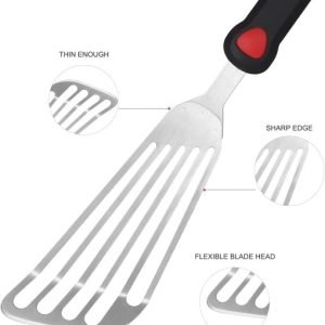 KSENDALO 13.15″ Fish Spatula Stainless Steel with Silicone Handle