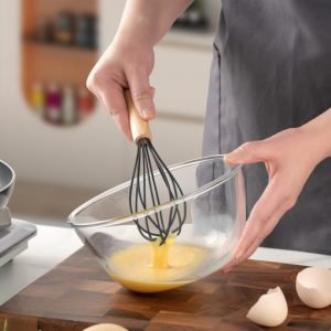 KSENDALO 12-Piece Small Silicone Kitchen Utensils Set with Holder, Black Cooking Tools with Wooden Handles, Heat Resistant & Non-Scratch Utensils for Cooking and Baking (Worldwide Free Shipping)