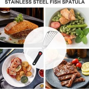 KSENDALO 13.15″ Fish Spatula Stainless Steel with Silicone Handle