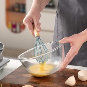KSENDALO Silicone Cooking Utensils Set, Aqua 12-Piece Kitchen Tools with Holder – Wooden Handle Spatula, Spoon, Turner, Whisk & Tongs, Non-Scratch Heat Resistant for Cooking, Baking & Frying (Worldwide Free Shipping)