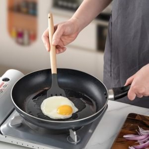 KSENDALO 12-Piece Small Silicone Kitchen Utensils Set with Holder, Black Cooking Tools with Wooden Handles, Heat Resistant & Non-Scratch Utensils for Cooking and Baking (Worldwide Free Shipping)